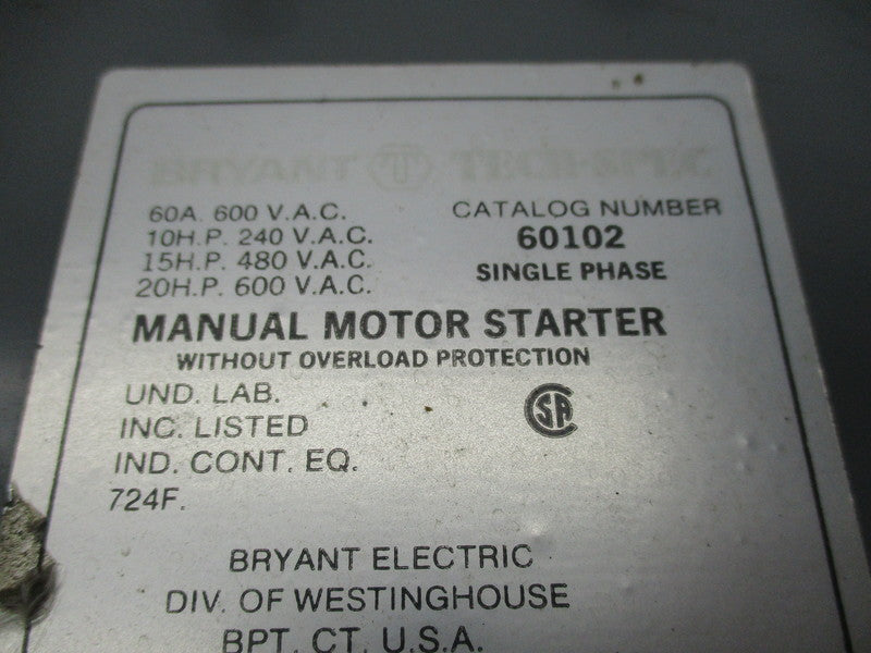 BRYANT TECH-SPEC 60102 UNMP