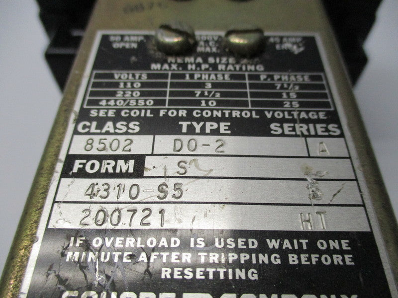 SQUARE D 8502 D0-2 SER.A UNMP