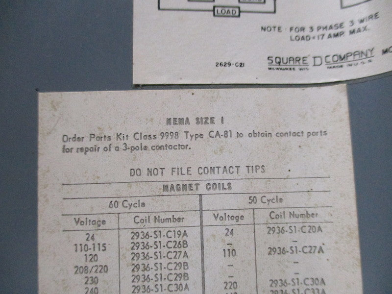 SQUARE D 8903 MG-2 UNMP