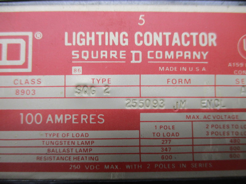 SQUARE D 8903 SQG2 SER. A UNMP