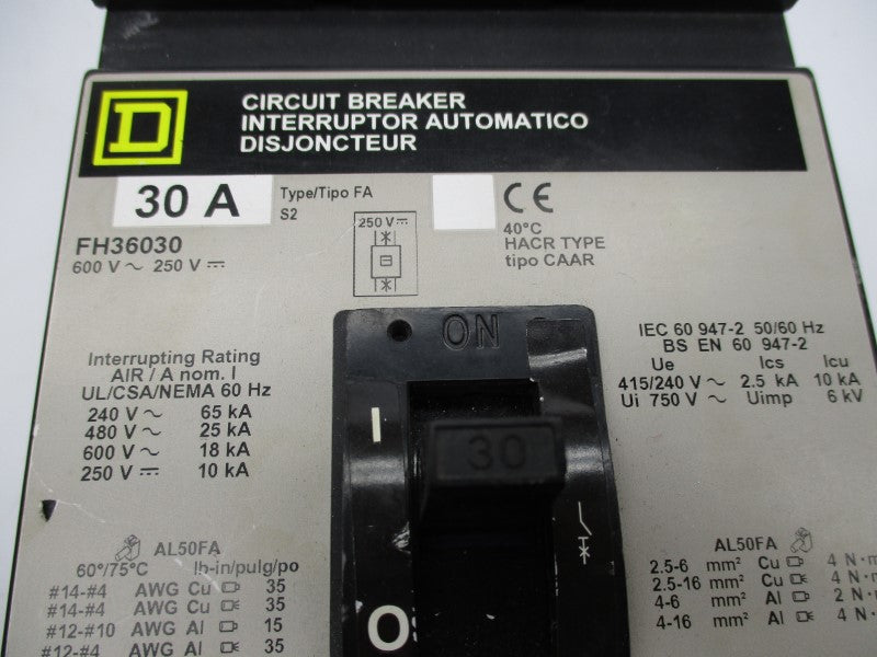 SQUARE D FH36030 30A 600V UNMP
