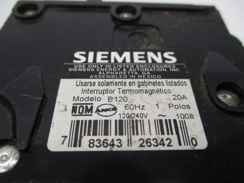 SIEMENS B120 120/240V 20A UNMP