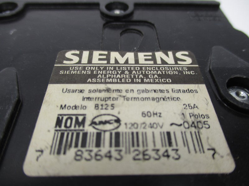 SIEMENS B125 120/240V 25A UNMP