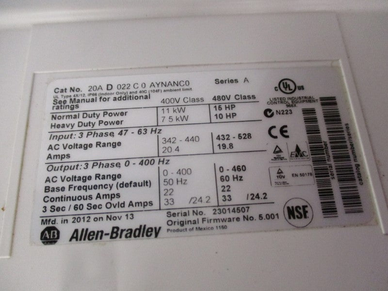 INDUSTRIAL SPARE PART 20AD022C0AYNANC0 SER. A F/W 5.001 NSNP