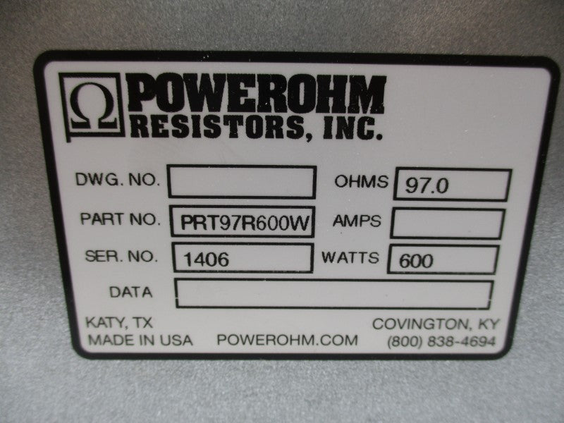 POWEROHM RESISTORS PRT97R600W NSNP