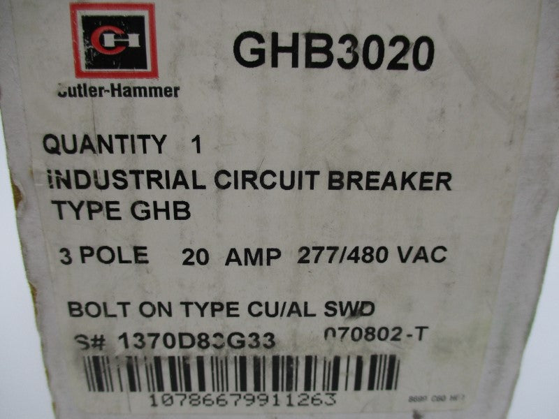 CUTLER HAMMER GHB3020 30A 277/480VAC NSMP