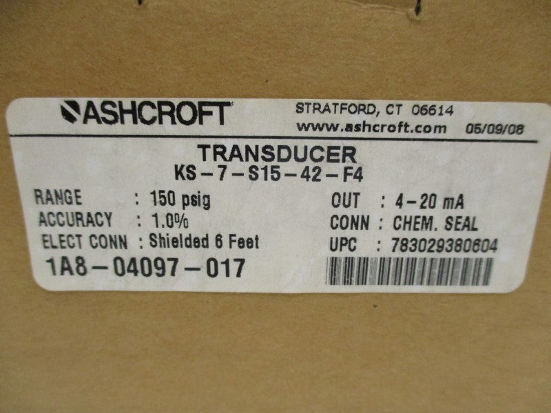 ASHCROFT KS-7-S15-42-F4 NSMP