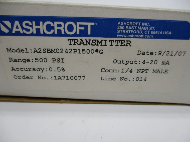 ASHCROFT A2SBM0242P1500#G NSMP
