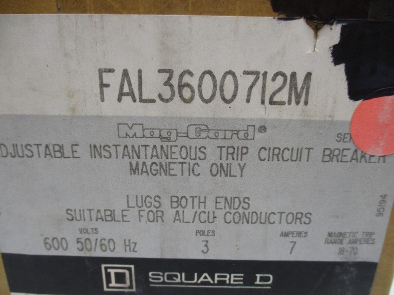SQUARE D FAL3600712M 7A 600V NSMP