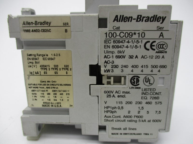 ALLEN BRADLEY 100-C09D10 SER. A (AS PICTURED) 110/120V NSNP