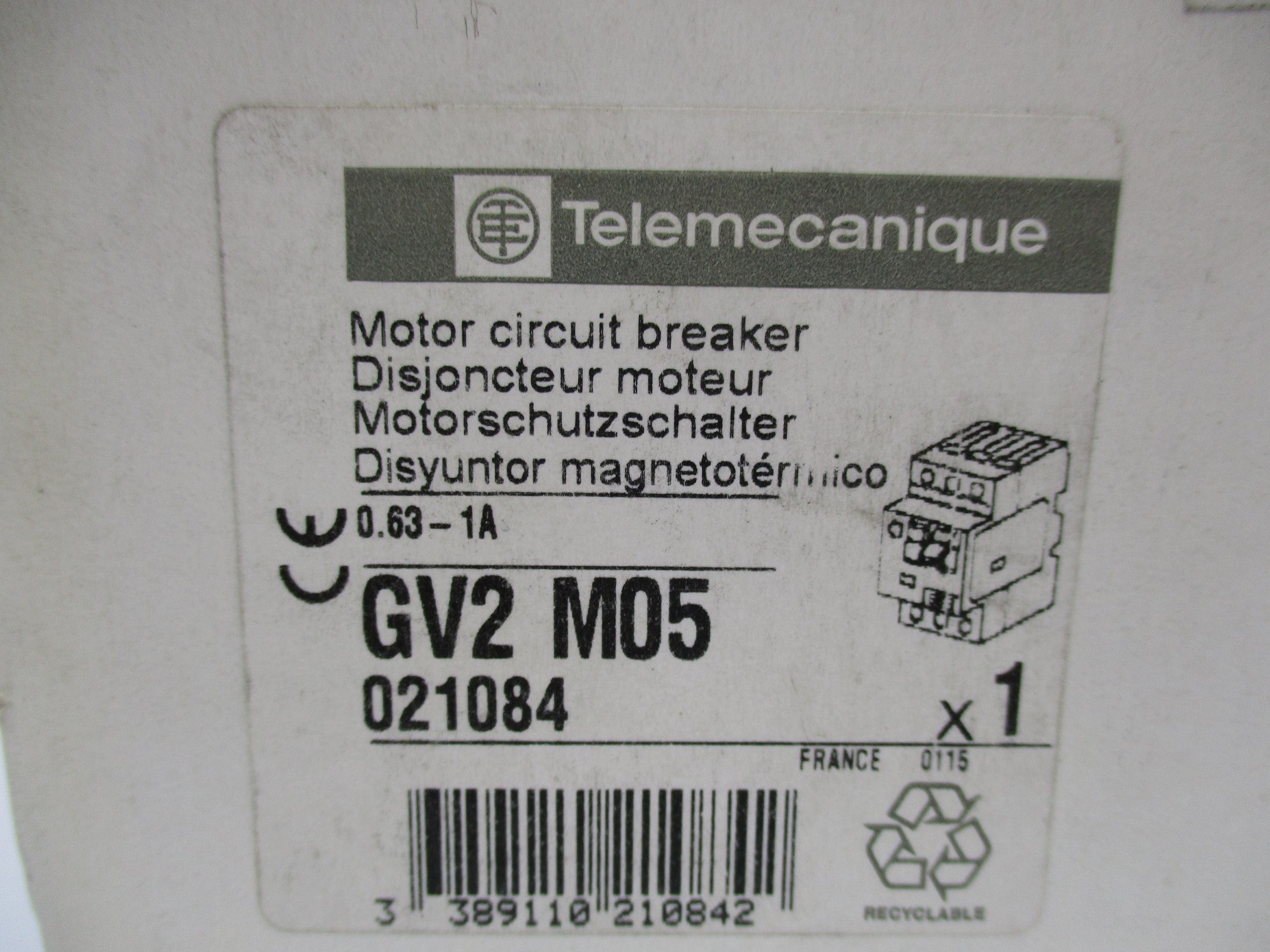 TELEMECANIQUE GV2M05 690V 0.63-1A NSMP