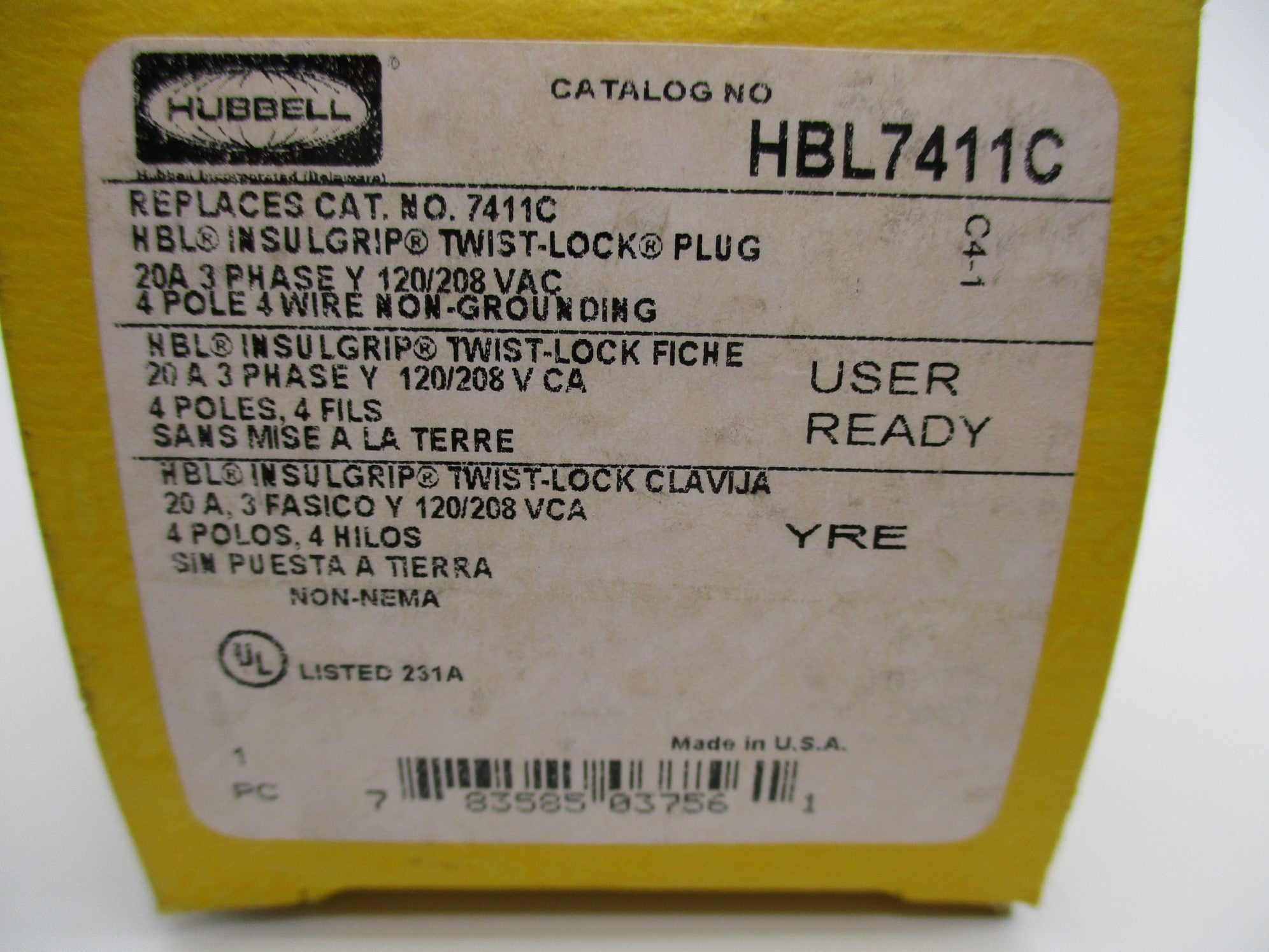 HUBBELL HBL7411C 120/208VAC 20A NSMP