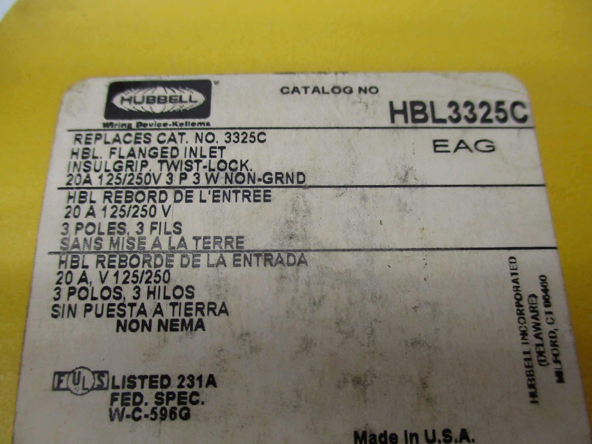 HUBBELL HBL3325C NSMP