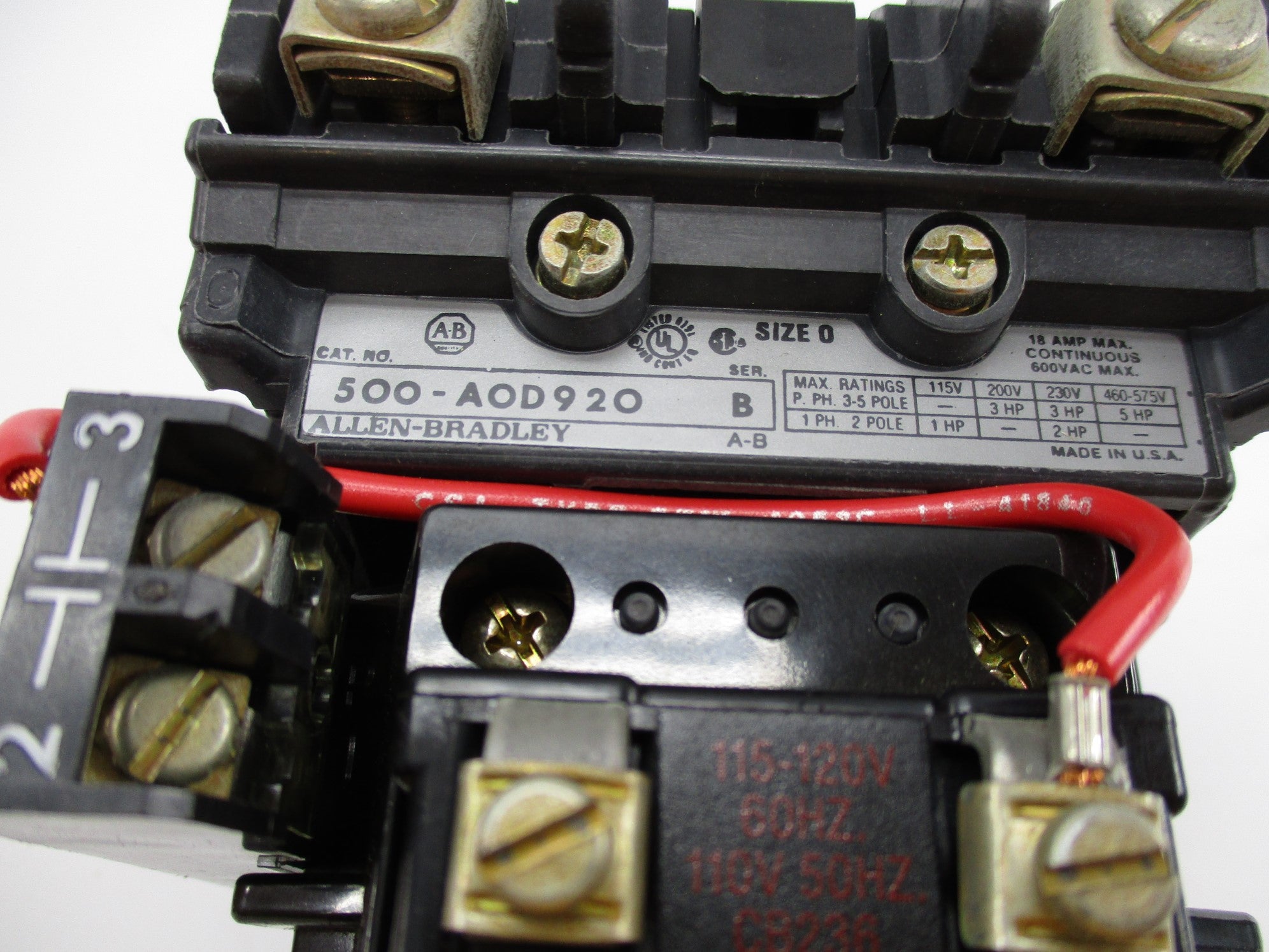 ALLEN BRADLEY 500-AOD920 SER. B 110-120V NSMP