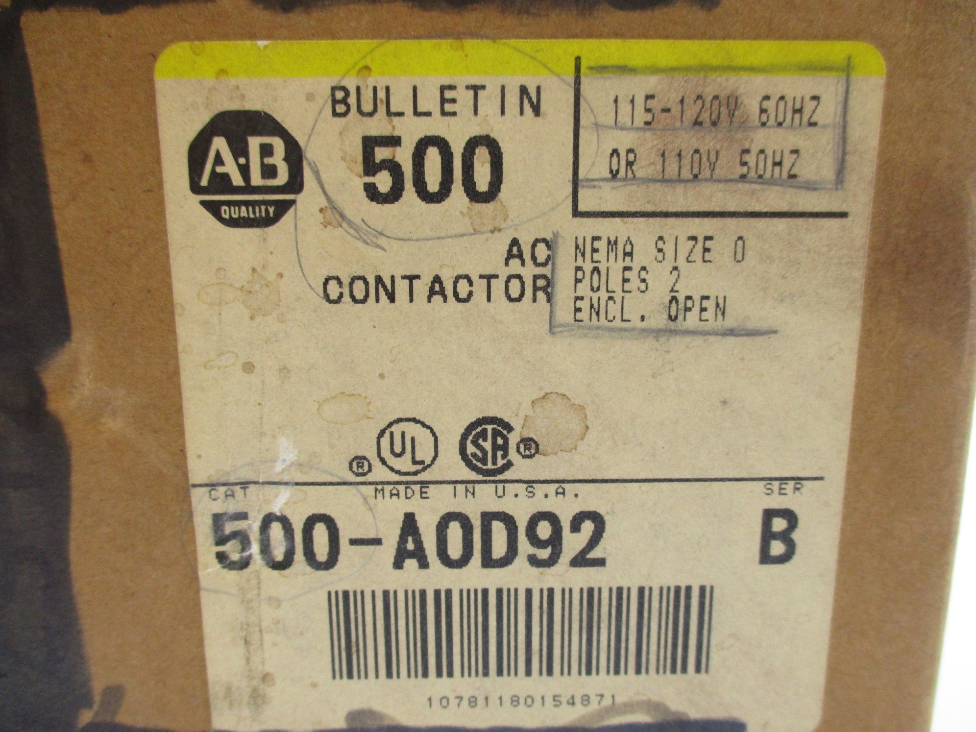 INDUSTRIAL SPARE PART 500-AOD92 SER. B  110-120V NSMP
