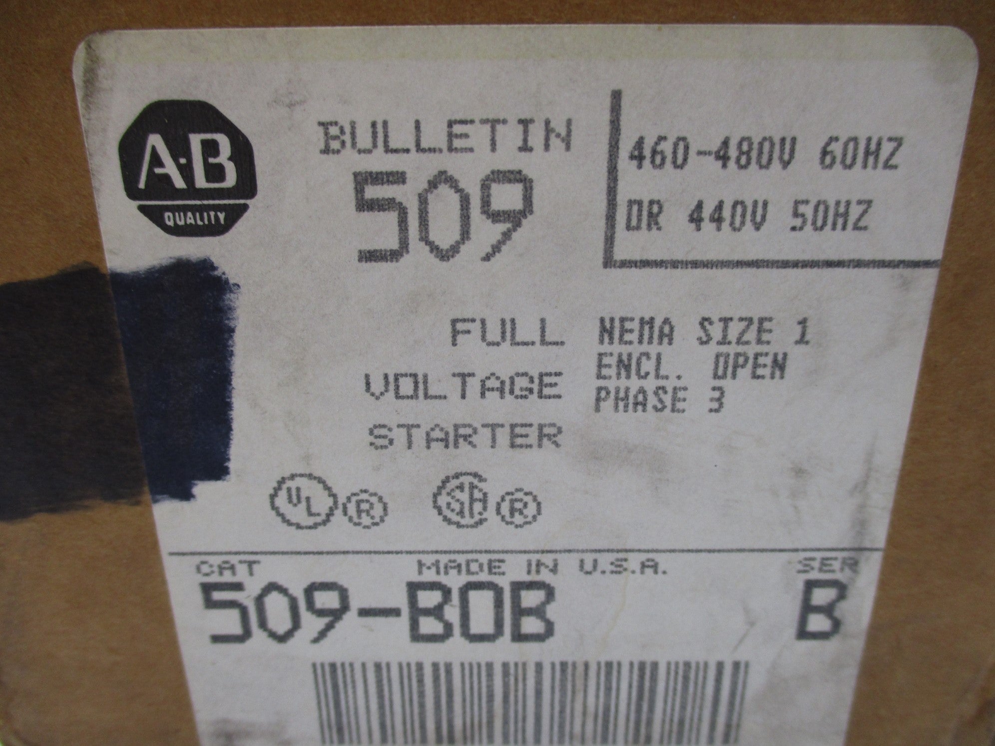 INDUSTRIAL SPARE PART 509-BOB SER. B 460-480V 27A (BR/WH) NSMP