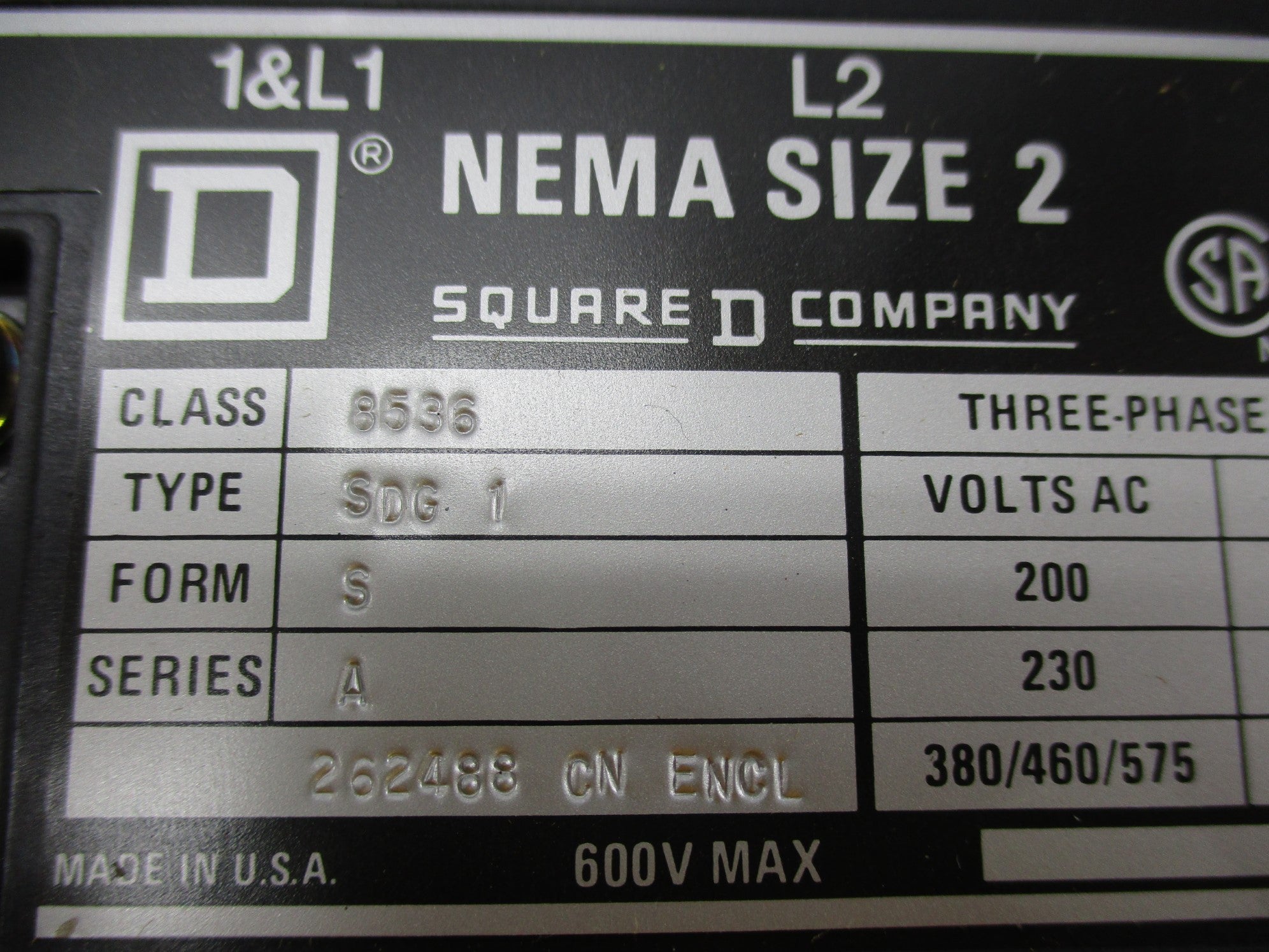 SQUARE D 8536SDG1V02S SER. A UNMP