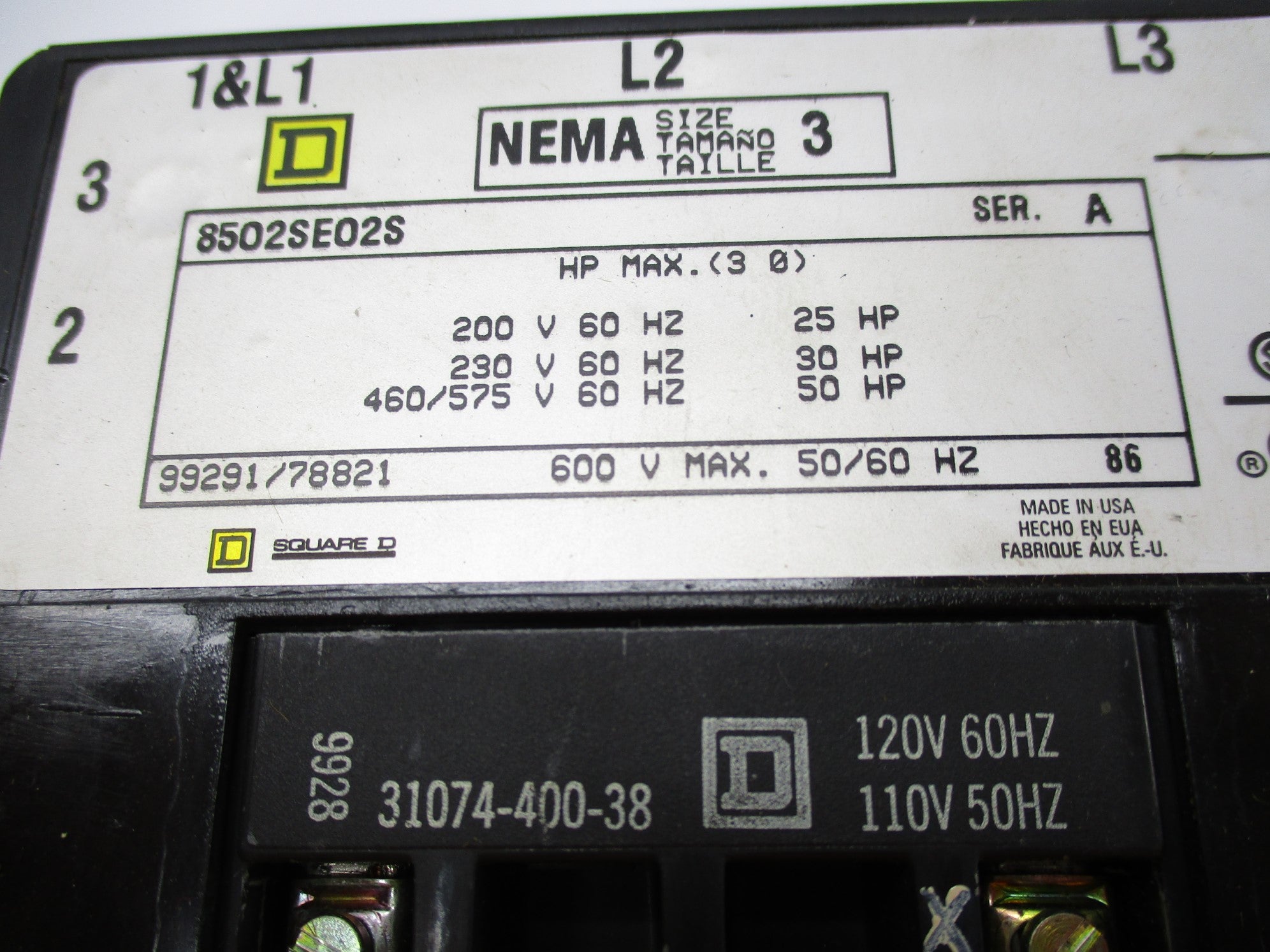 SQUARE D 8502SEO2V02S SER. A 110/120V UNMP