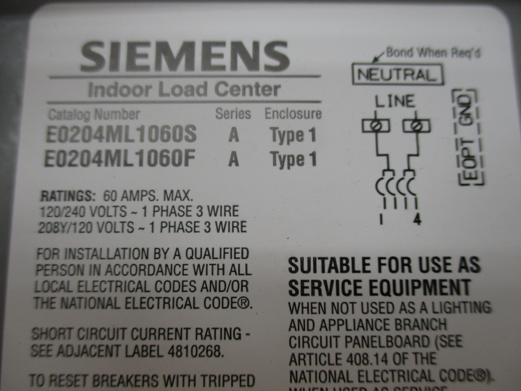 SIEMENS E0204ML1060S E0204ML1060F SER. A NSNP
