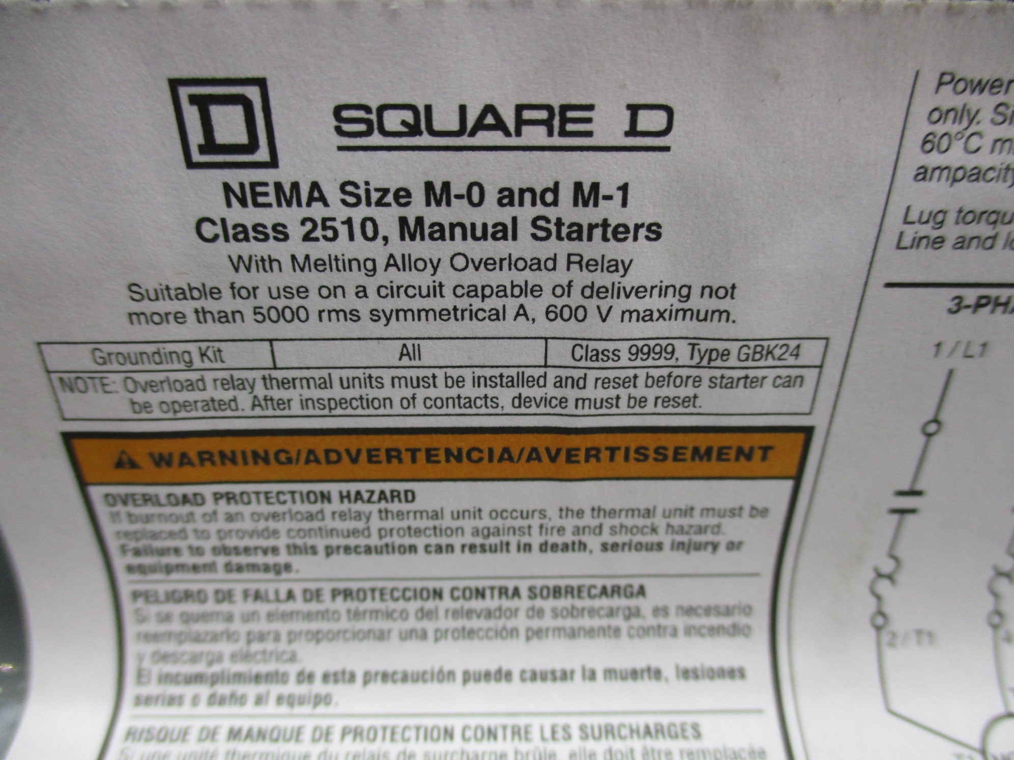 SQUARE D 2510-MBG2 SER. A 600V NSNP