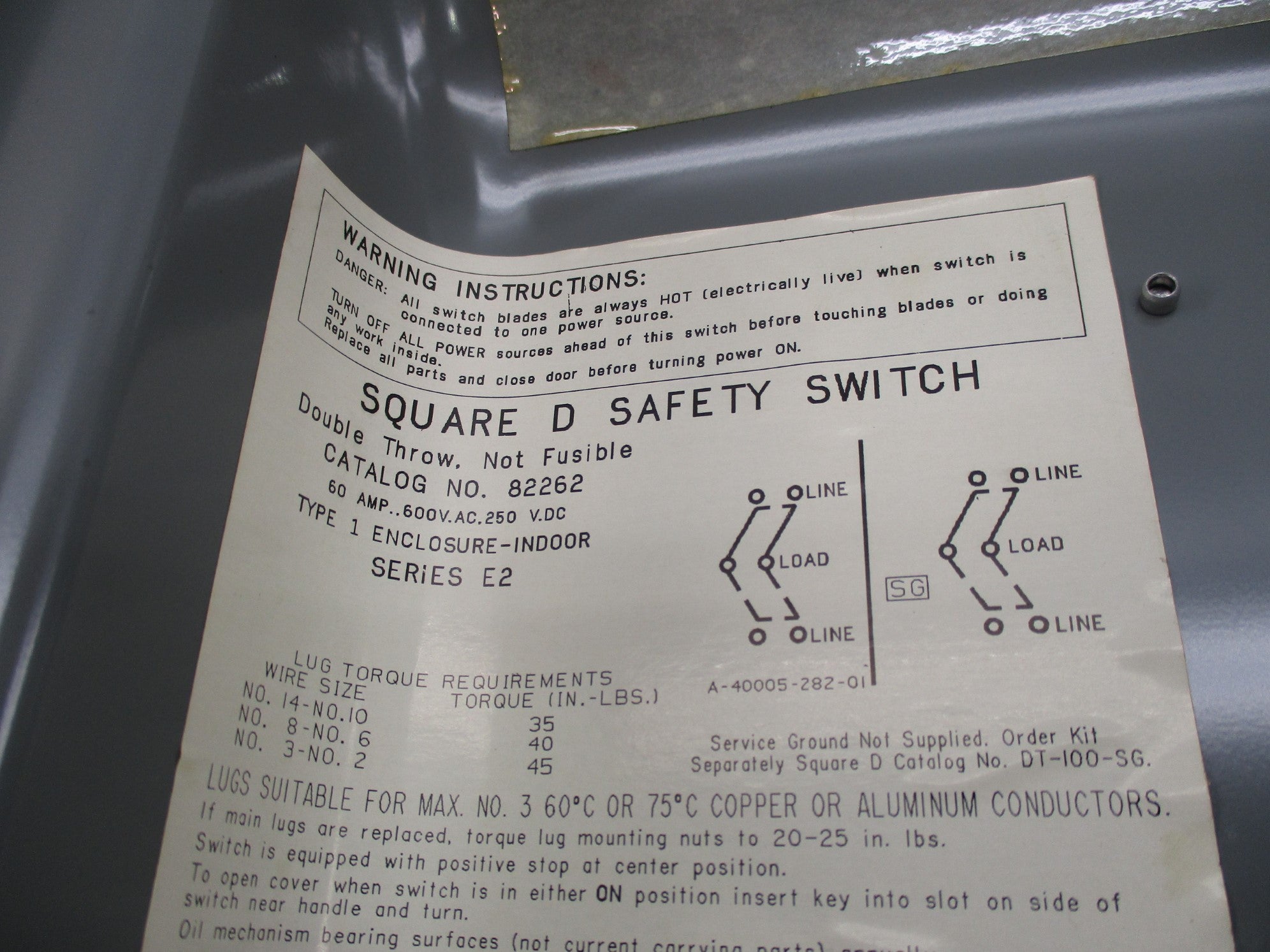 SQUARE D 82262 SER. E2 NSMP