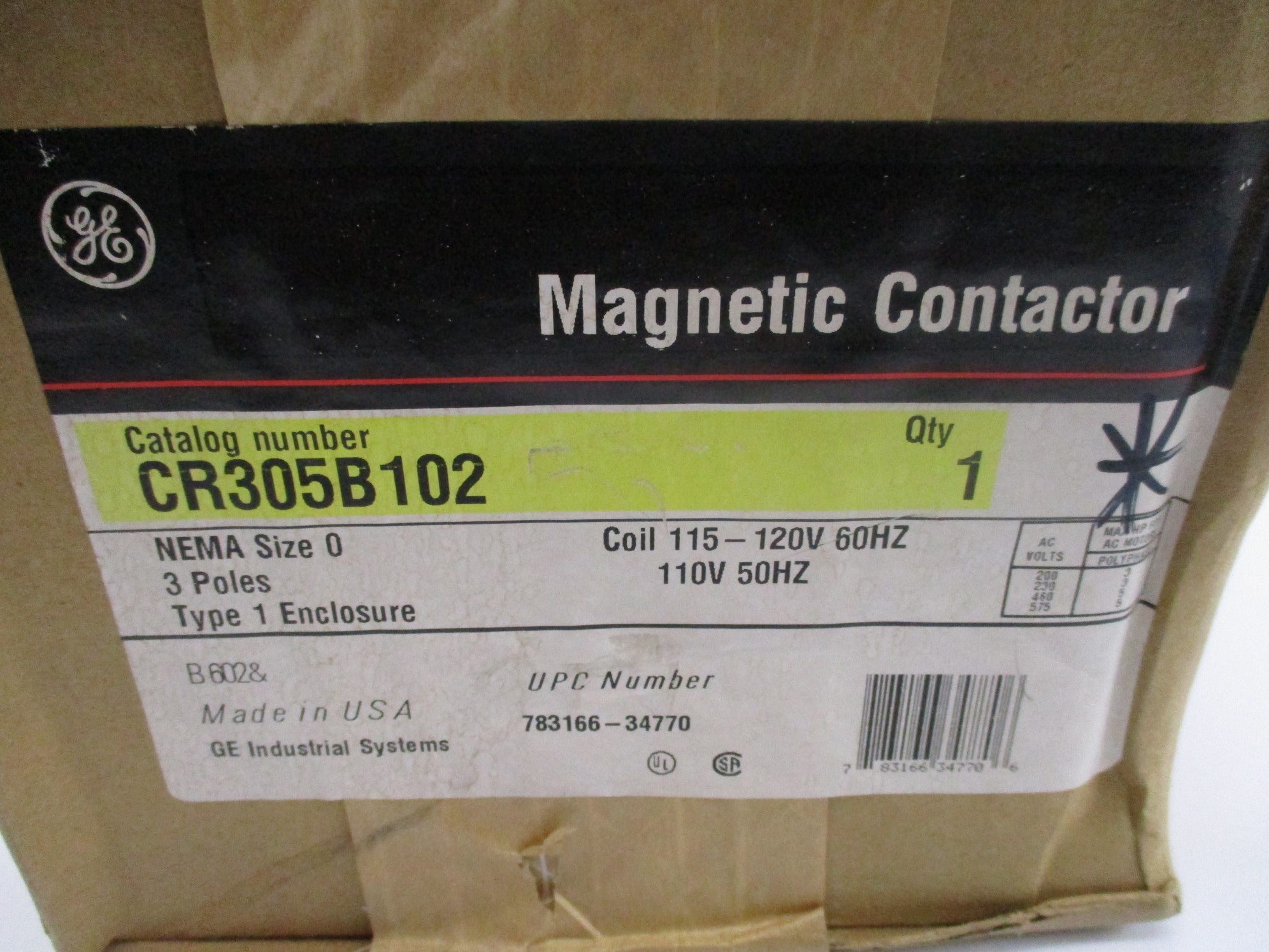 GENERAL ELECTRIC CR305B102 110/120V NSFS