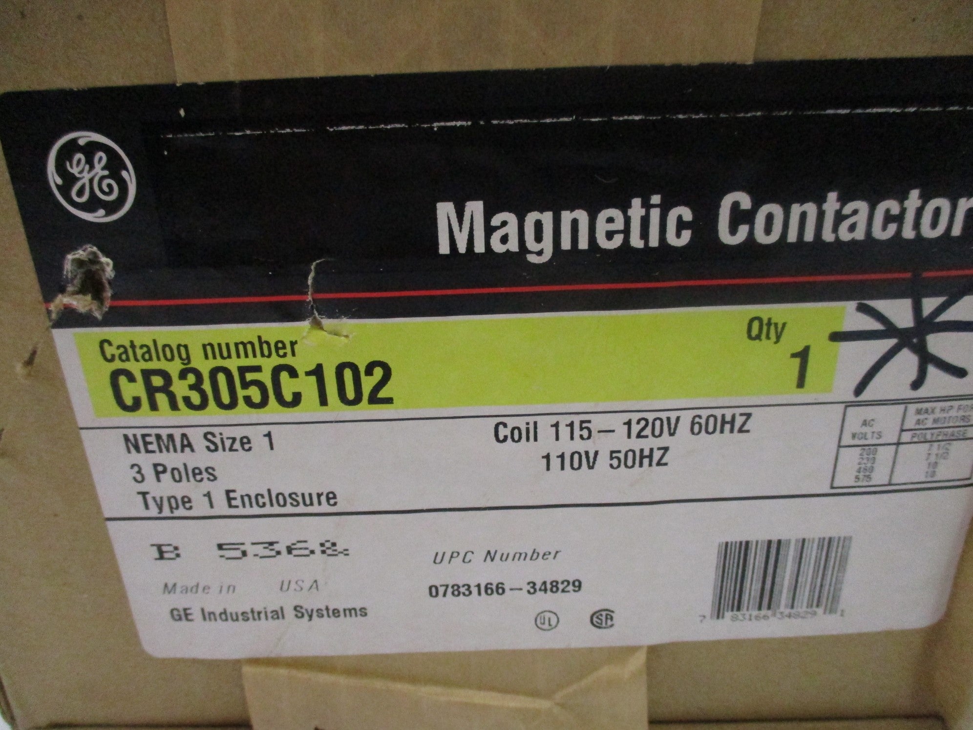 GENERAL ELECTRIC CR305C102 110//120V NSFS