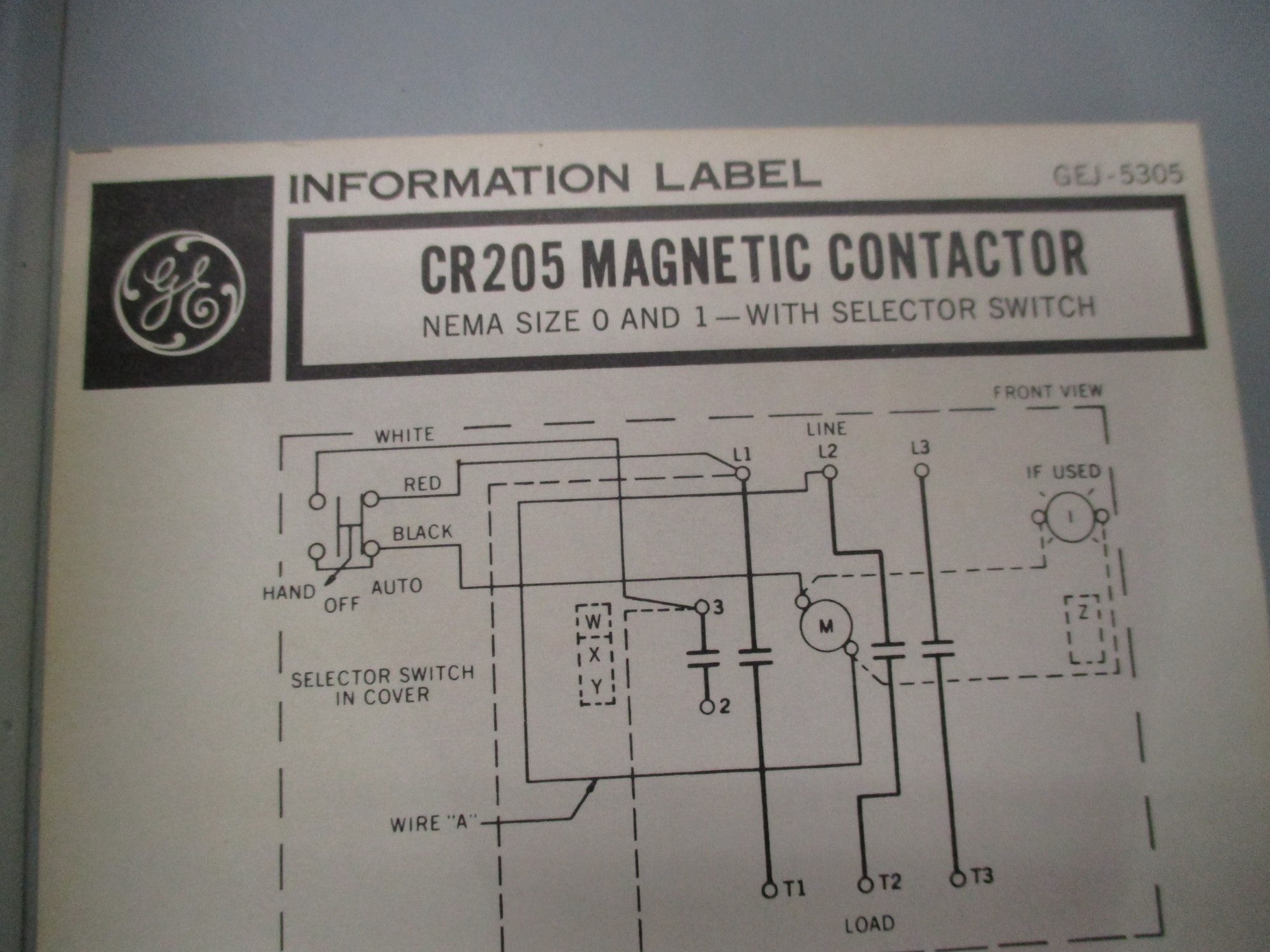 GENERAL ELECTRIC CR205B102ACA NSMP