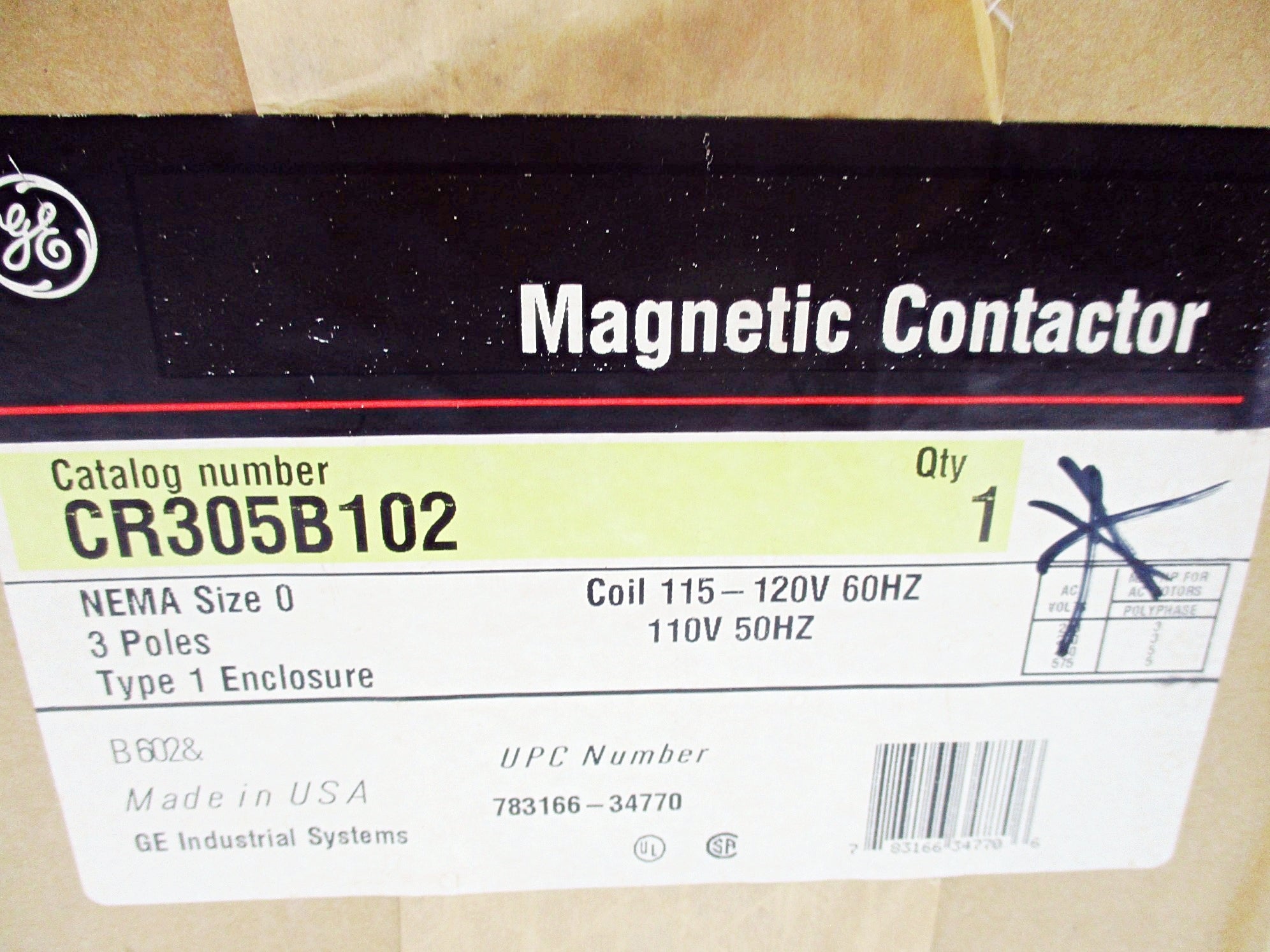 GENERAL ELECTRIC CR305B102 110/120V NSMP