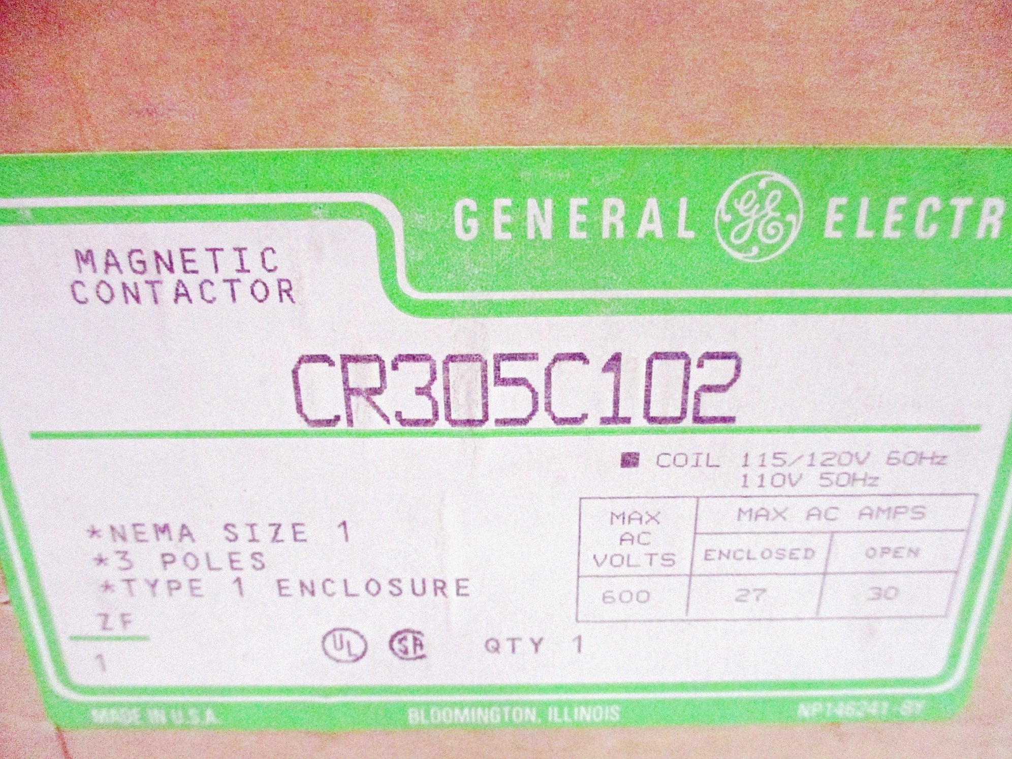 GENERAL ELECTRIC CR305C102 110 115-120V 27A NSMP