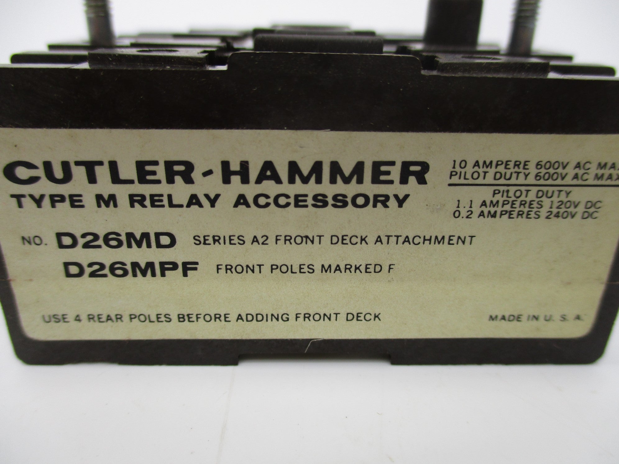 CUTLER HAMMER D26MD SER. A2 D26MPF 600V 10A NSNP