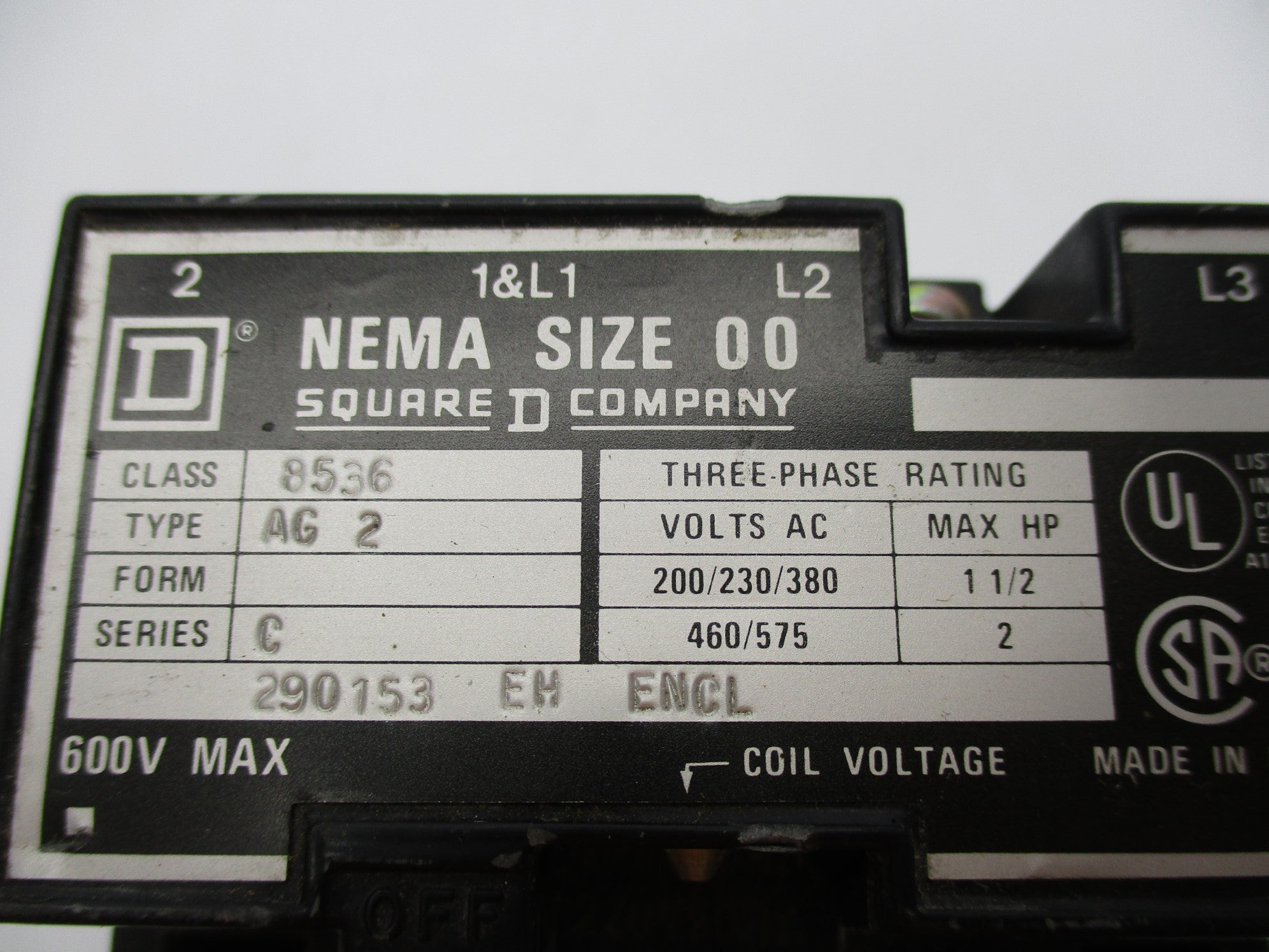 SQUARE D 8536AG2 SER. C 220/240V NSNP
