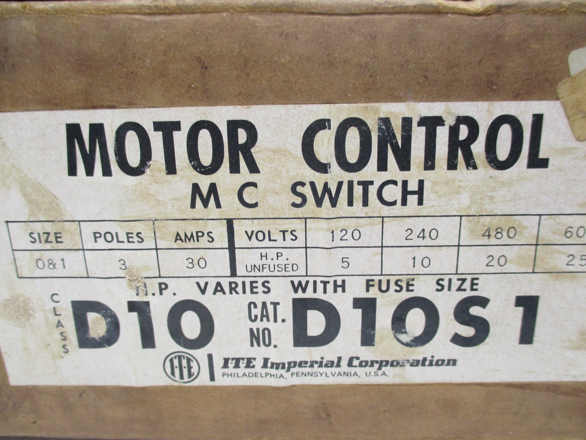 ITE D10S1 600VAC 30A NSMP