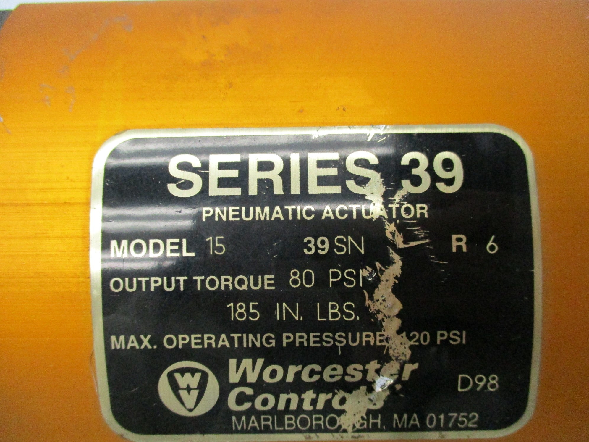 WORCESTER CONTROLS 15-39SN-R6 SER. 39 (AS PICTURED) NSNP