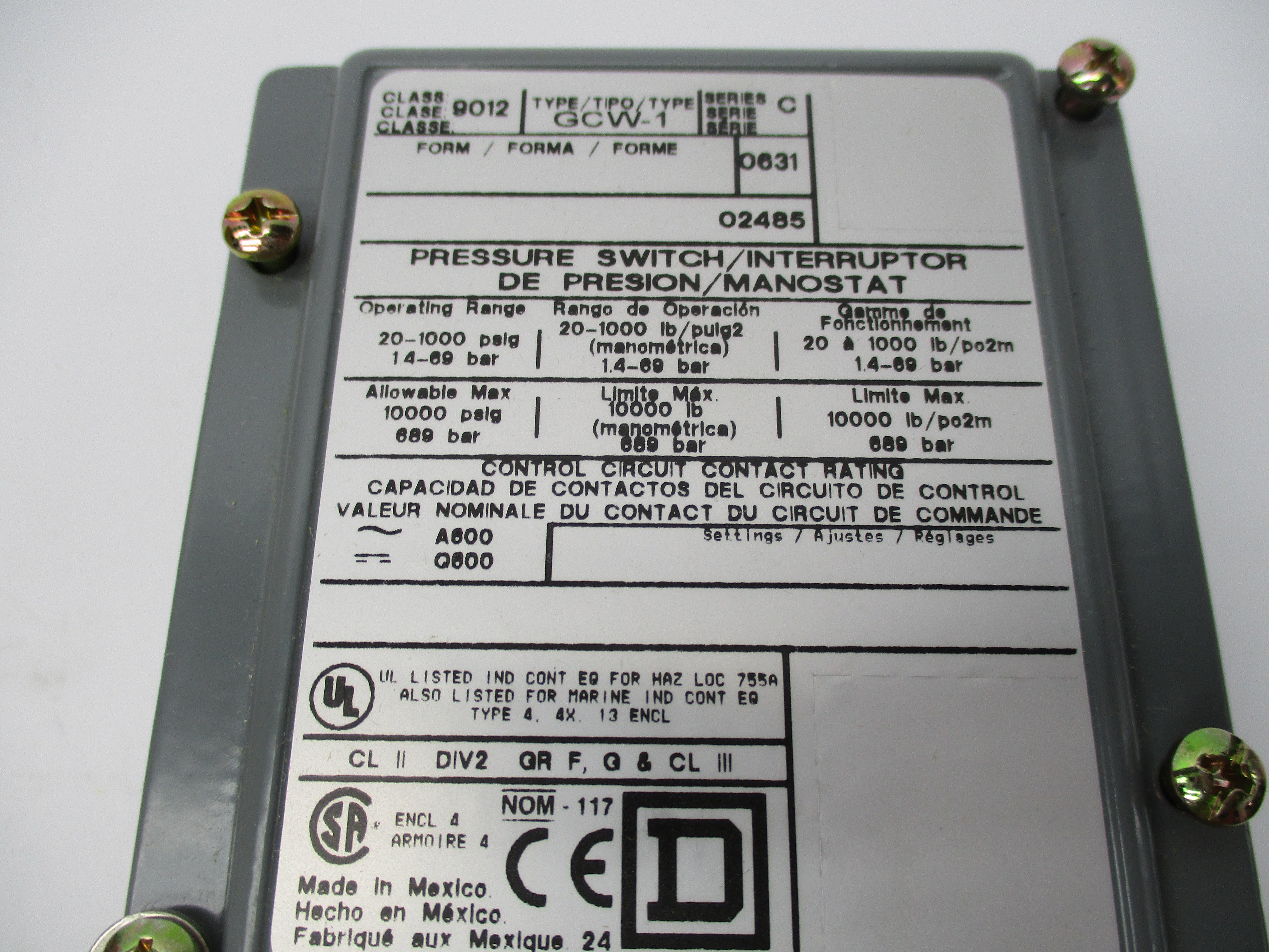 SQUARE D 9012GCW1 SER. C NSMP