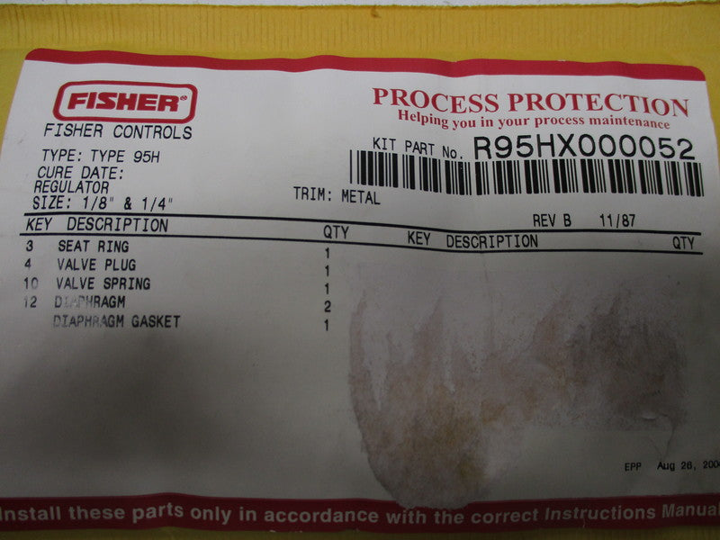 FISHER R95HX000052 * NEW IN ORIGINAL PACKAGE *