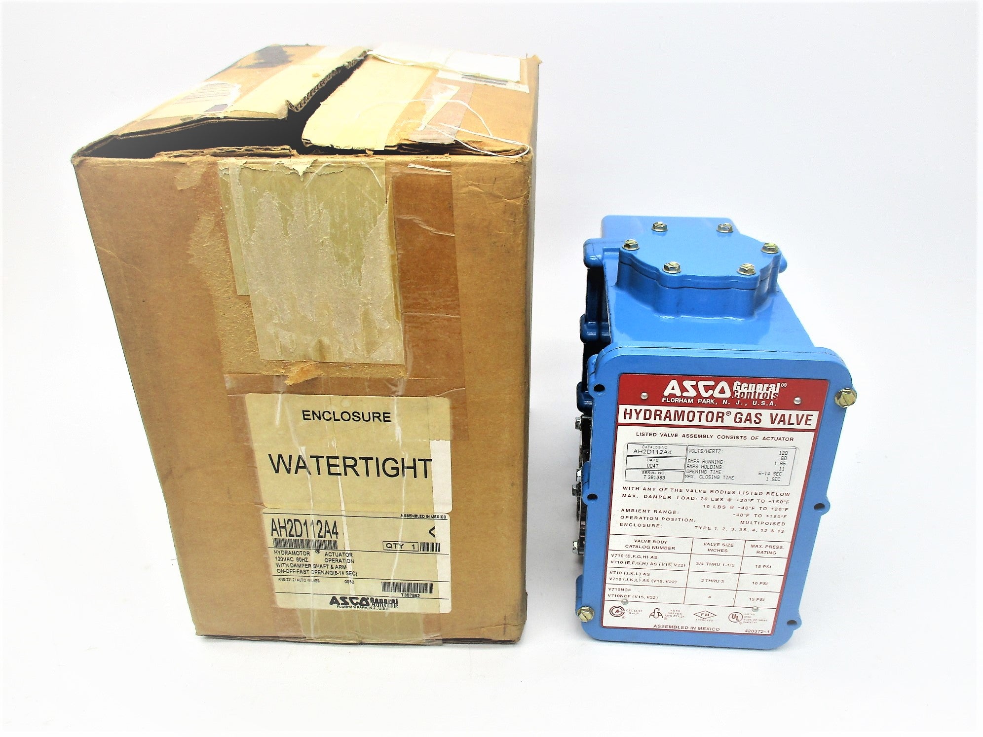 ASCO AH2D112A4 110/120V 1.85/2.25A NSMP