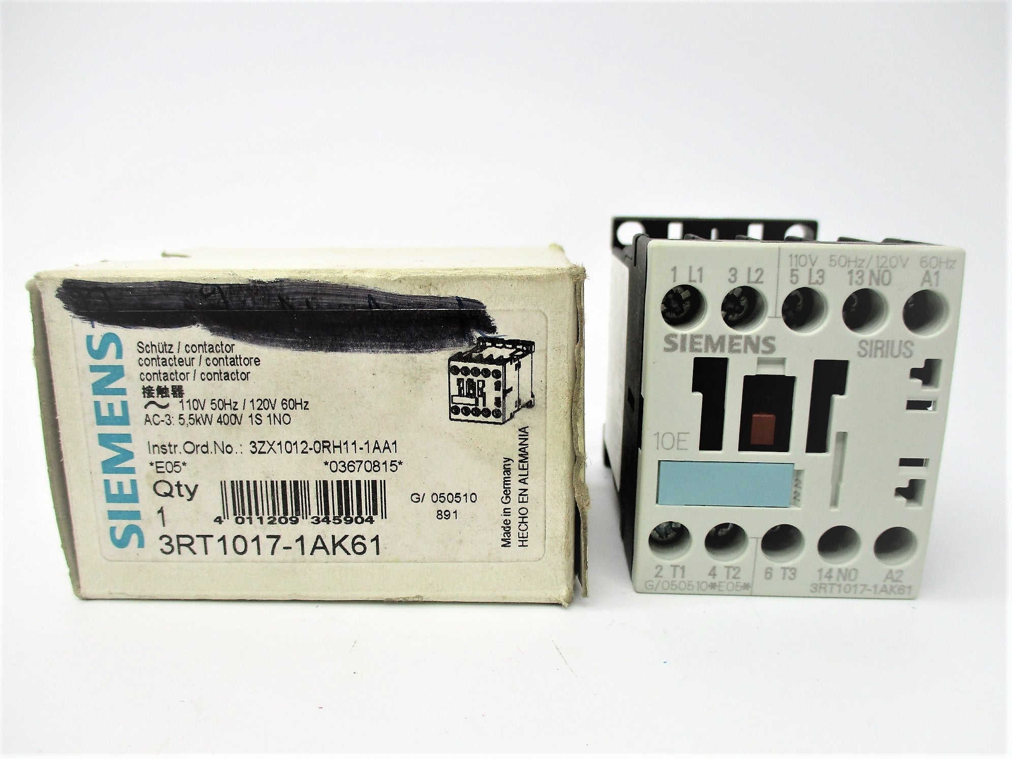 SIEMENS 3RT1017-1AK61 110/120V 20A NSMP