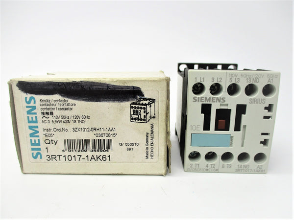 SIEMENS 3RT1017-1AK61 110/120V 20A NSMP