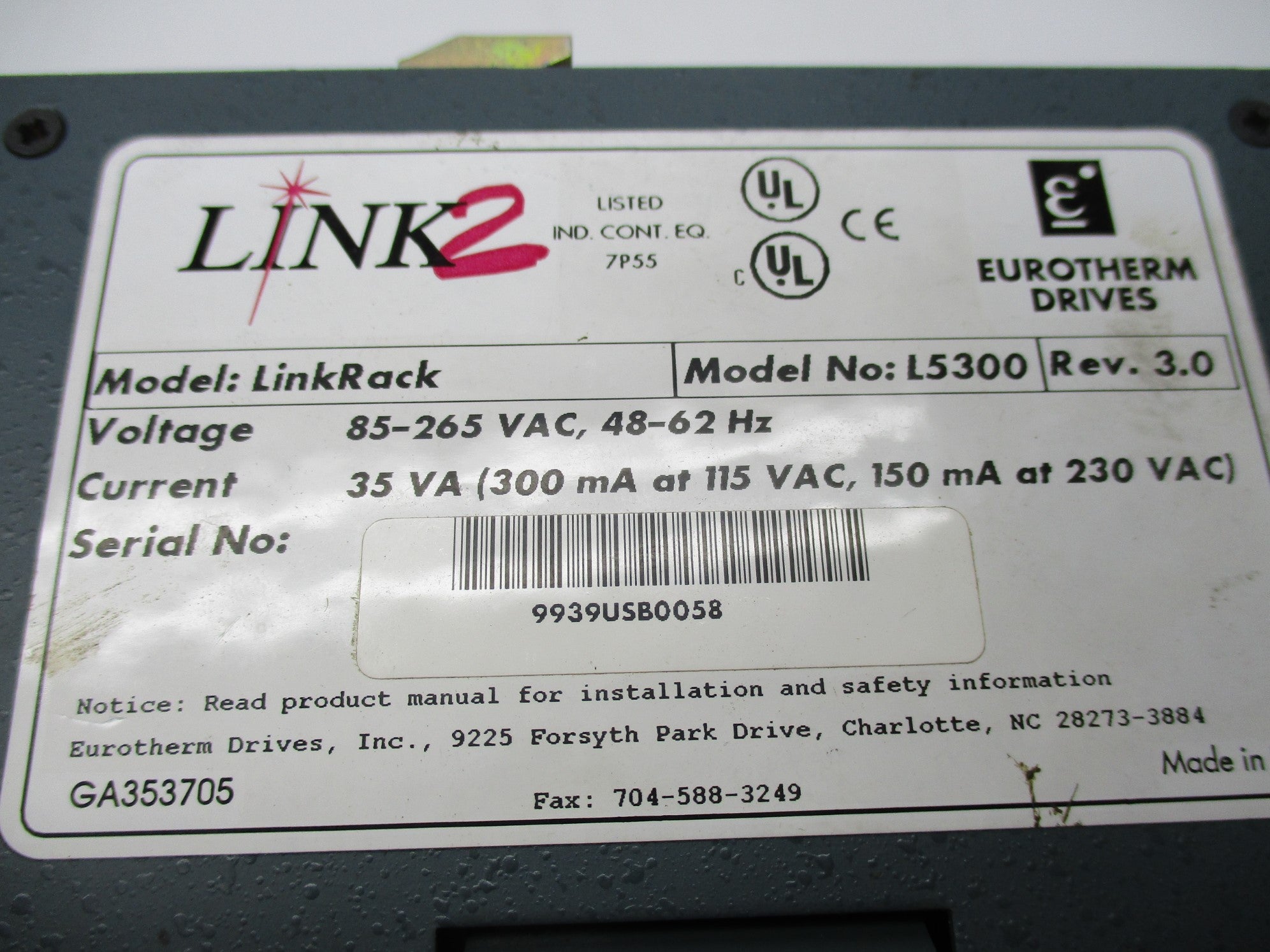 EUROTHERM DRIVES L5300 REV. 3.0 NSNP