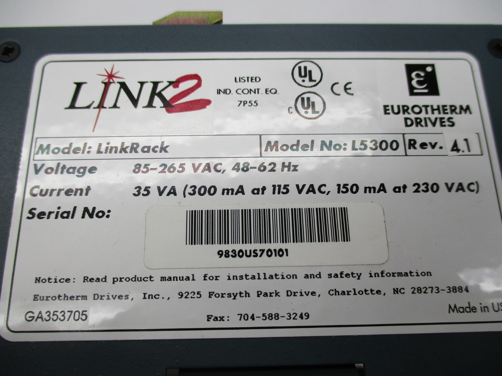 EUROTHERM DRIVES L5300 REV. 4.1 NSNP