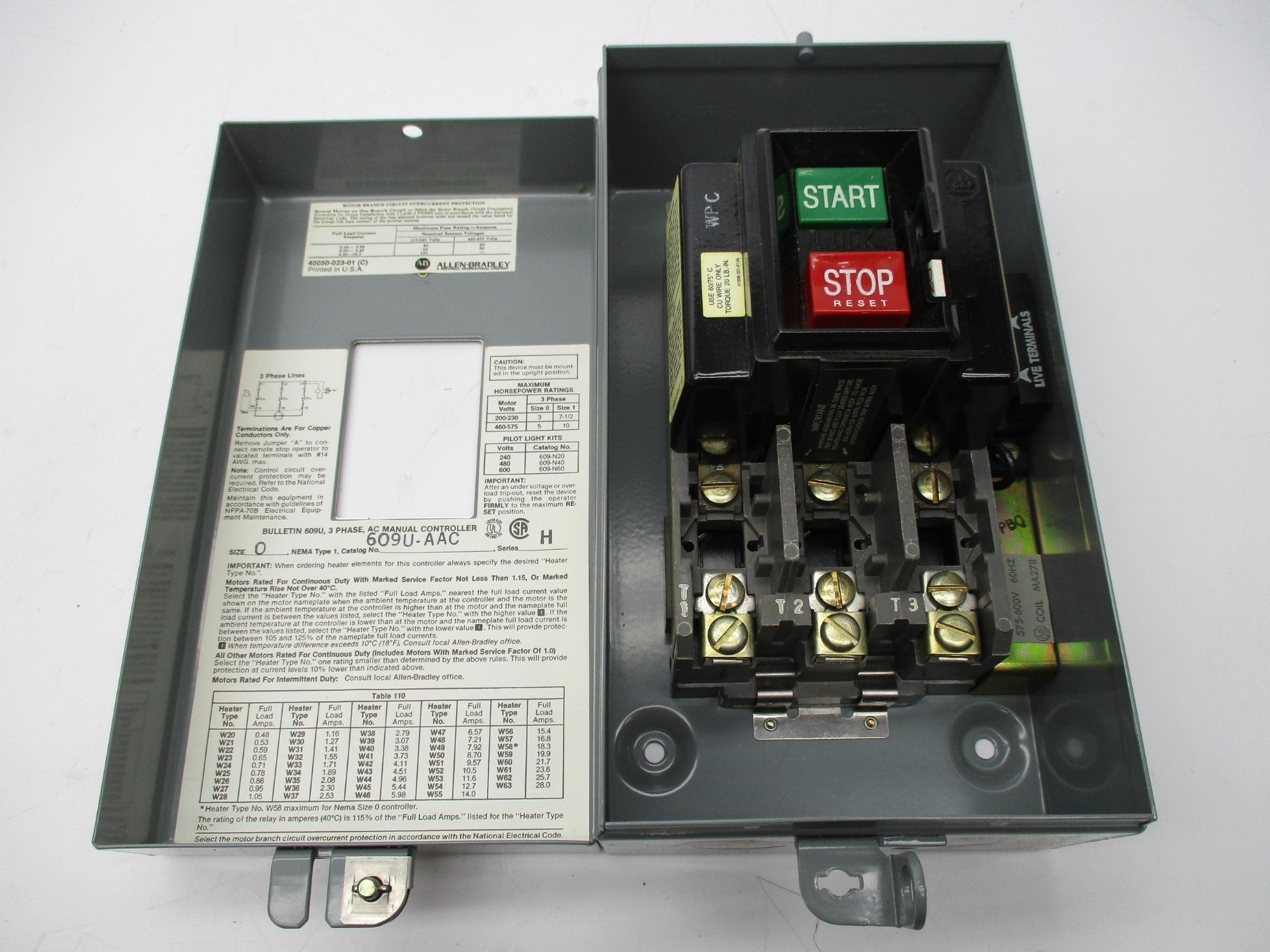 INDUSTRIAL SPARE PART 609U-AAC SER. H (BR/WH) NSMP