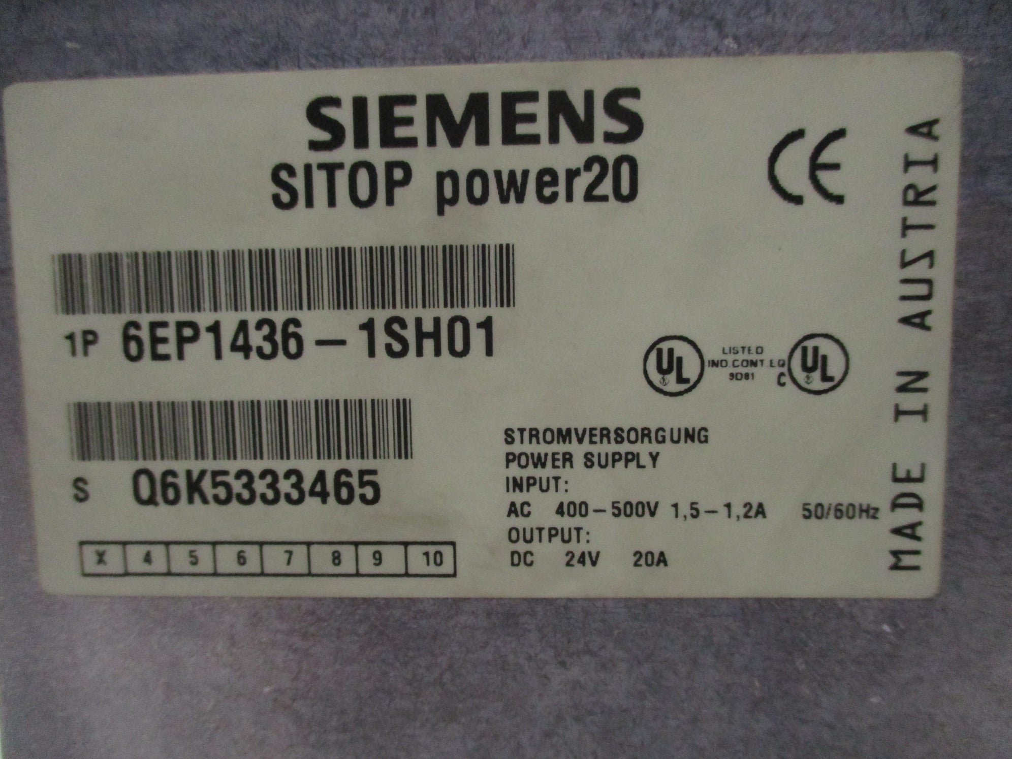 SIEMENS 6EP1436-1SH01 400-500V 1.5-1.2A NSNP