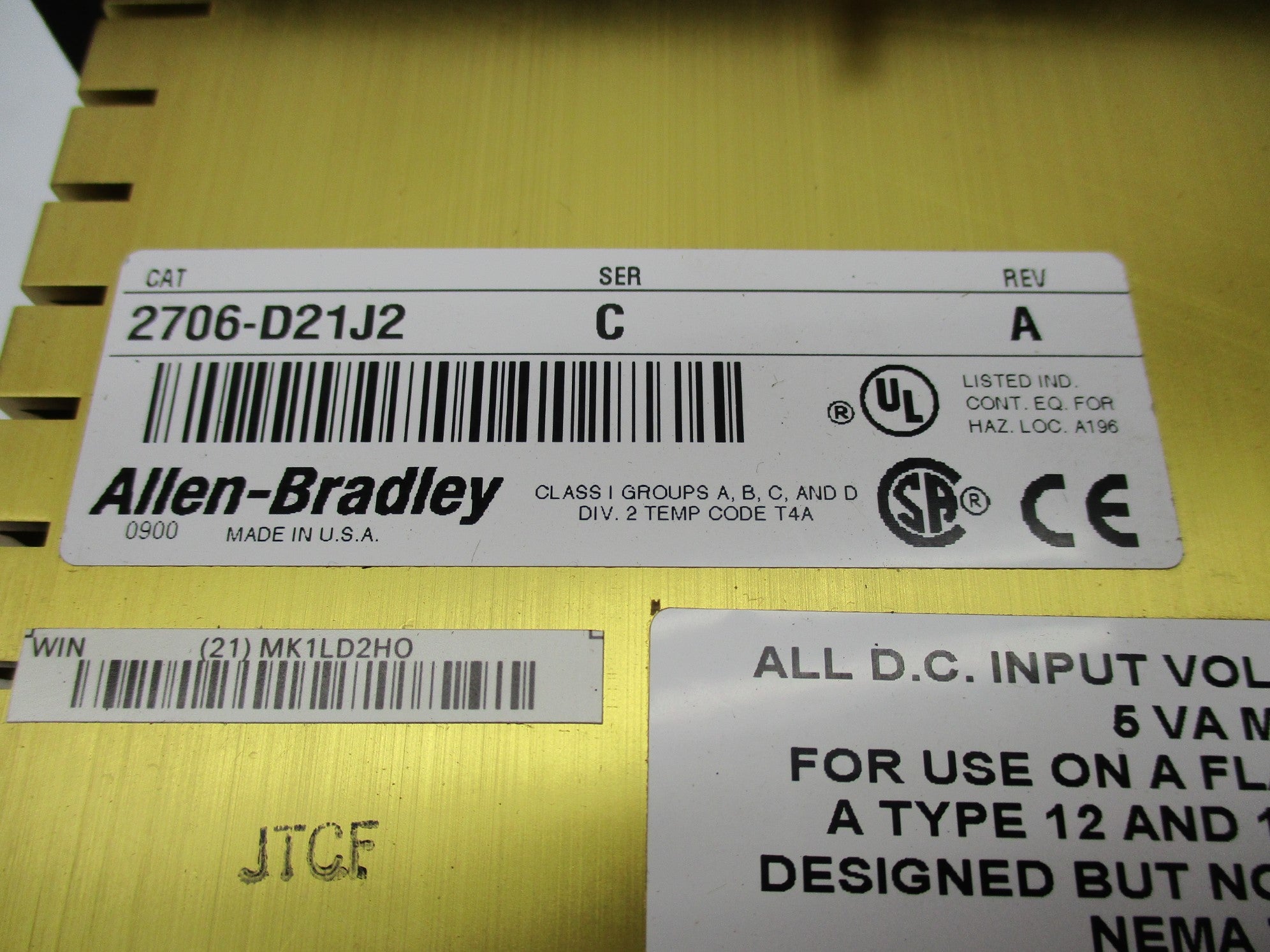 ALLEN BRADLEY 2706-D21J2 SER. C NSNP