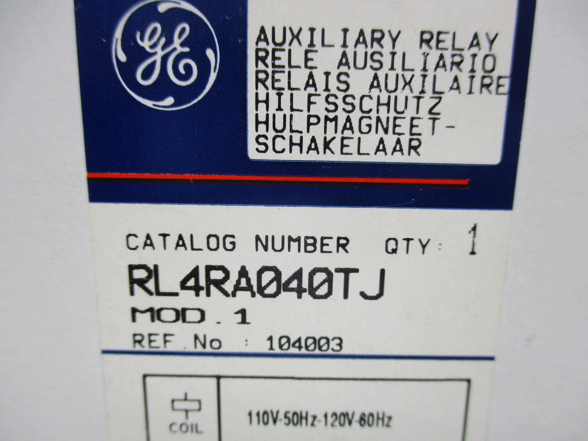 GENERAL ELECTRIC RL4RA040TJ 110/120V 20A NSMP