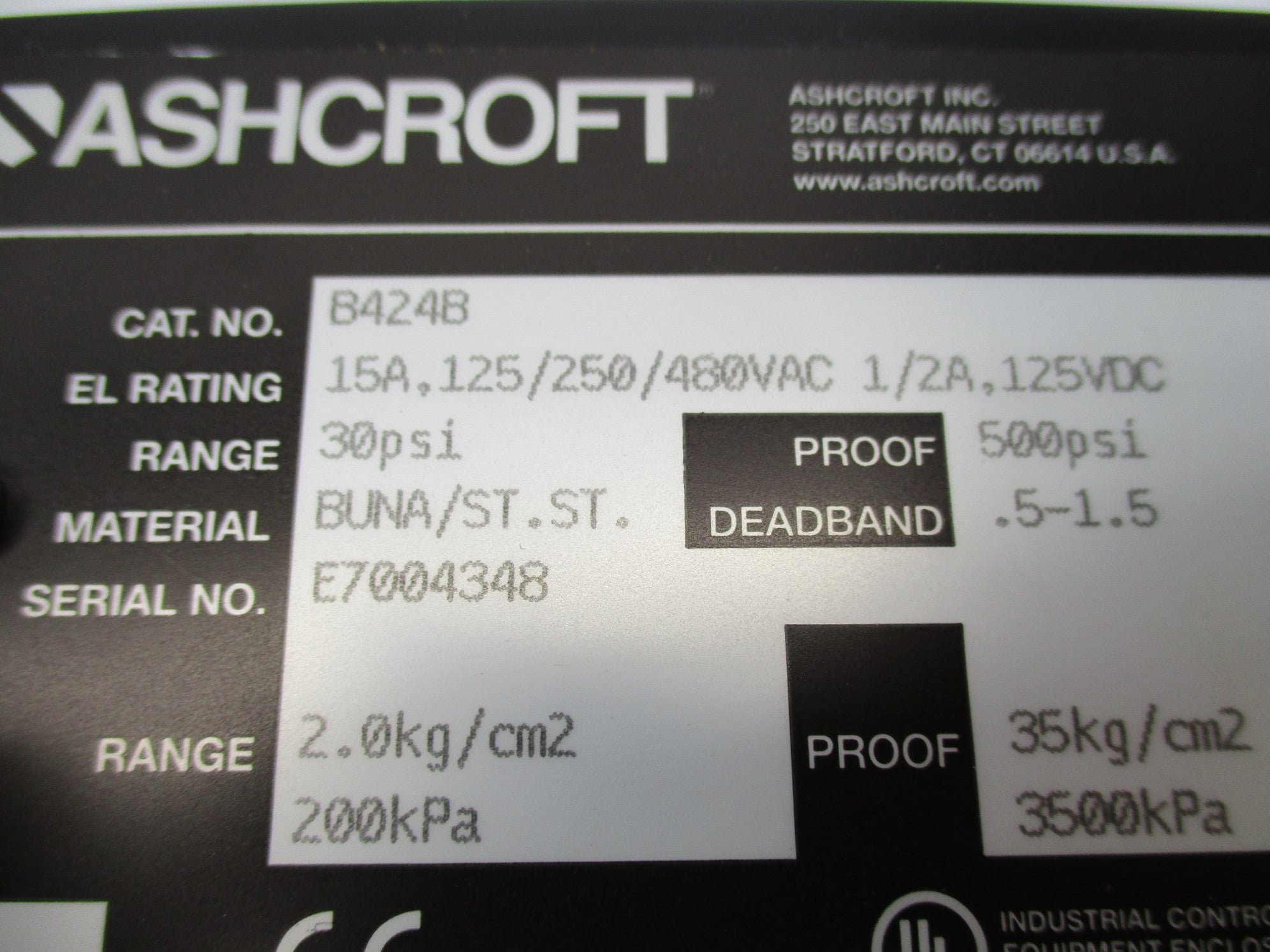 ASHCROFT B424B 30PSI NSMP