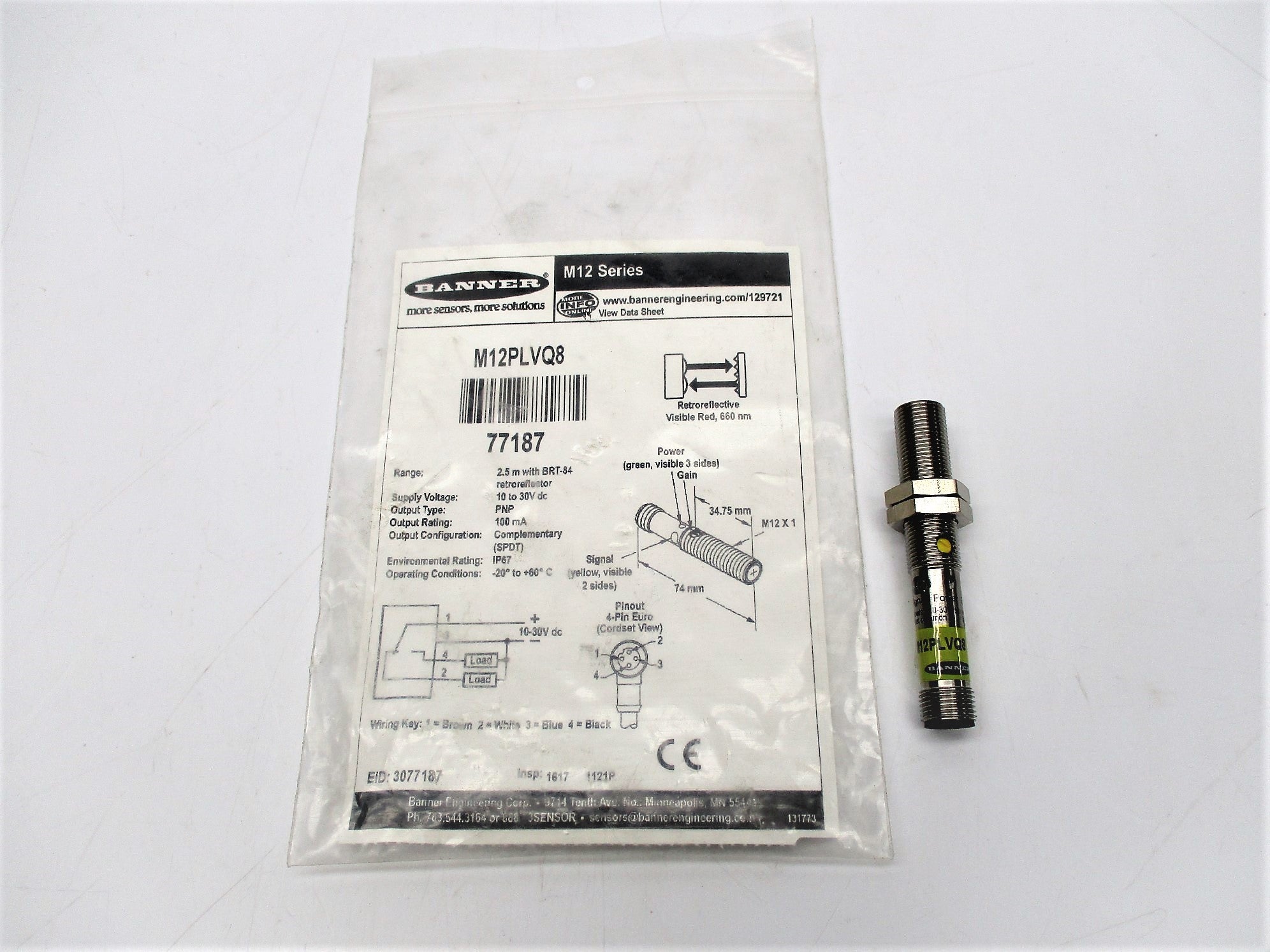BANNER ENGINEERING M12PLVQ8 77187 NSNP