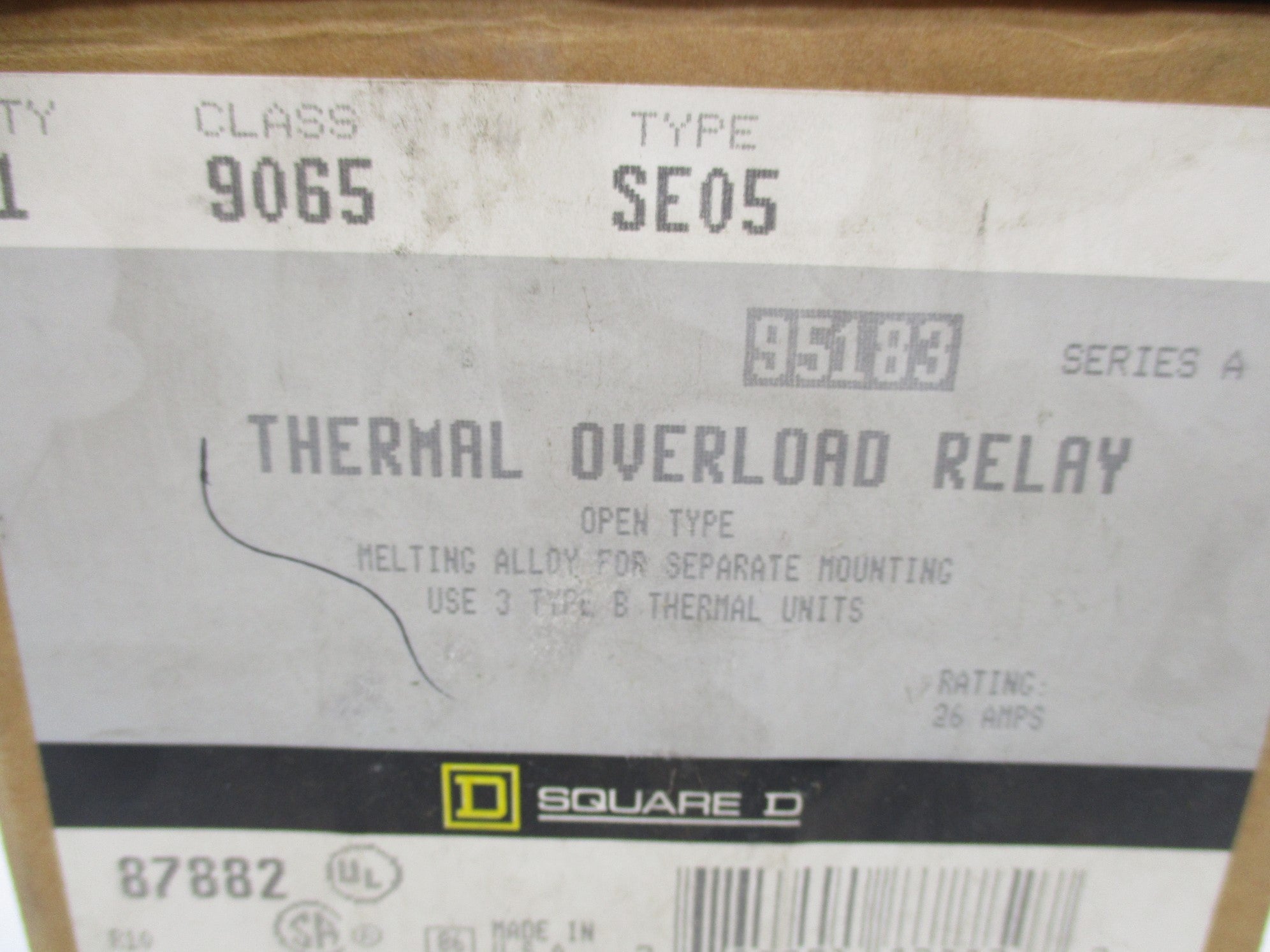 SQUARE D 9065SEO5 SER. A 26A 120/600V NSMP