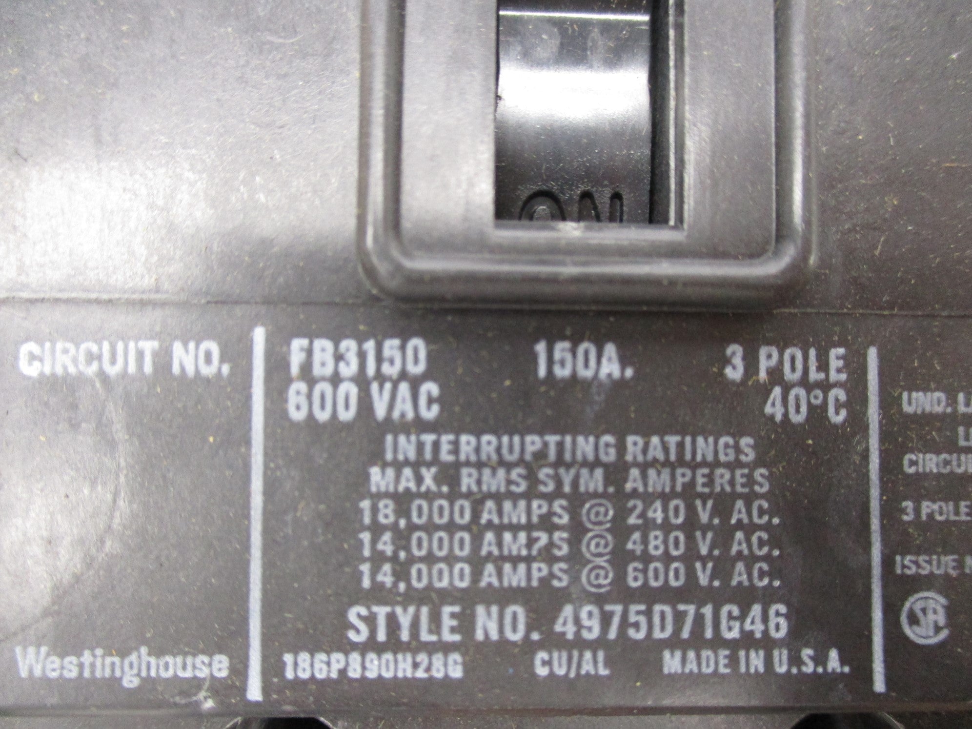 WESTINGHOUSE FB3150 600V 150A NSMP