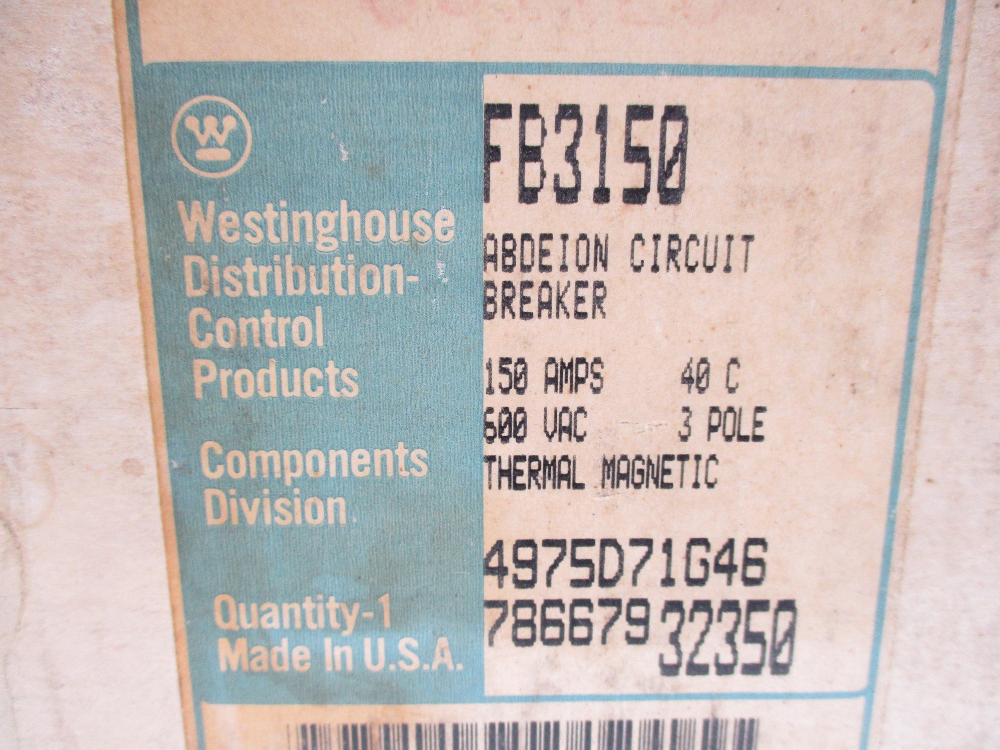 WESTINGHOUSE FB3150 600V 150A NSMP
